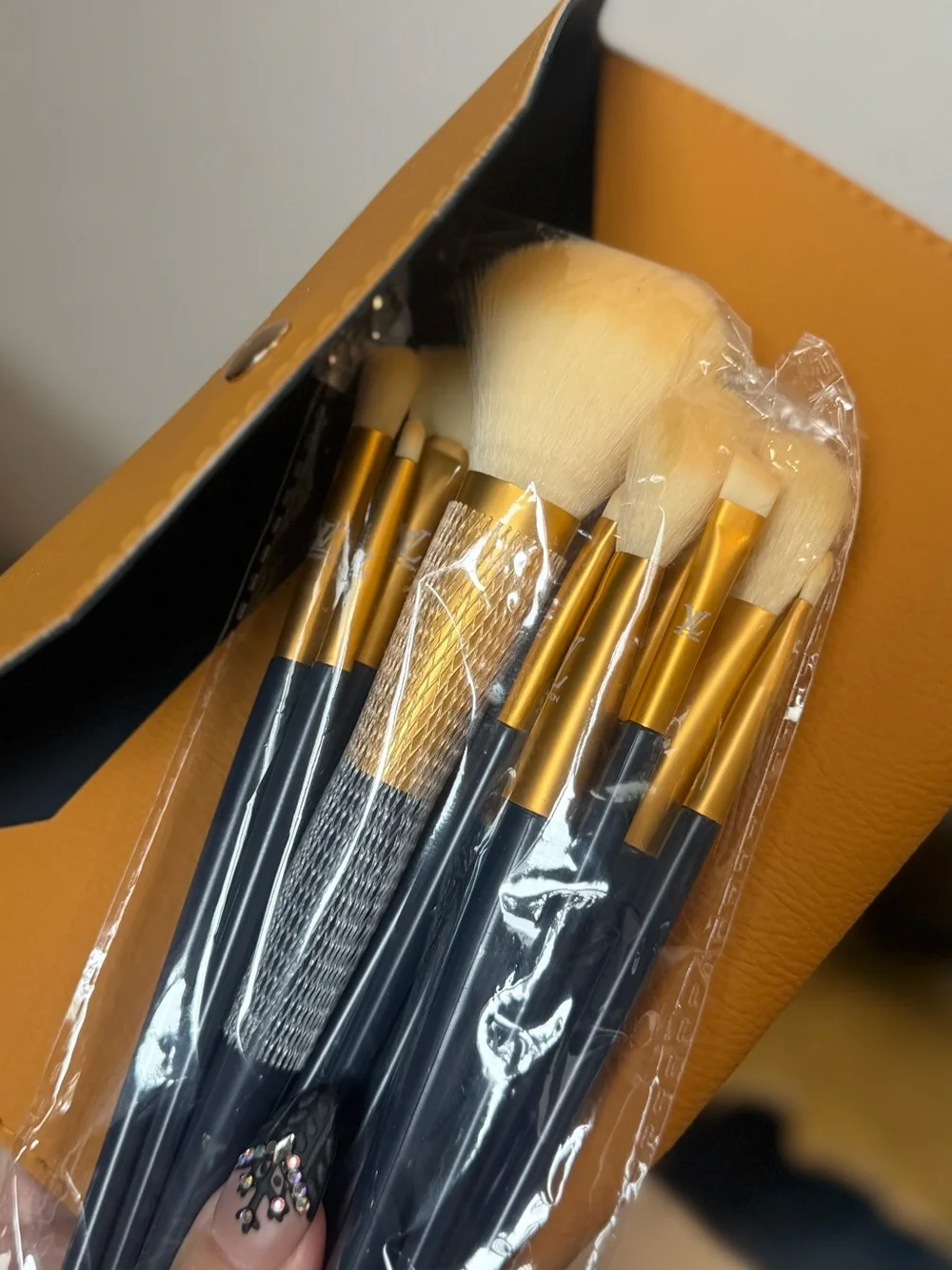 Makeup Brush Set in blue and Gold